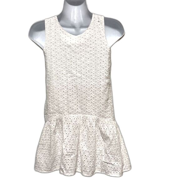 CAT & JACK Eyelet Sleeveless White Girls Summer Tiered Ruffle Dress Medium 7 8 - Picture 2 of 10